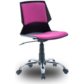 Resim Ofiscombin Ofis Büro Metal Ayaklı Döner Tekerli Ders Çalışma Sandalyesi Pembe Kumaş 00047499884 