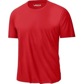 Resim Erkek %100 Pamuk Slim Fit Sporcu Tişört Basic Bisiklet Yaka Kısa Kollu T-shirt Kirmizi 