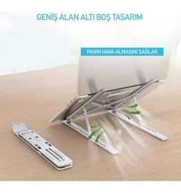 Resim Storemax Metal Laptop Tablet iPad Dizüstü Bilgisayar Standı 7-17.3 Inç Tüm Cihazlar Için 7 Seviye Yükseklik Ayarı Taşınabilir Kaymaz Laptop Yükseltici Havalandırmalı Soğutma Katlanabilir Masaüstü Standı 
