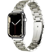 Resim Apple Watch 44mm Uyumlu Kordon Paslanmaz Metal Titanyum Baklalı Zore KRD-93 Kayış Titanyum 