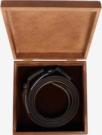 Resim AC&Co / Altınyıldız Classics Erkek Siyah-kahverengi Özel Ahşap Kutulu 2'li Takım Elbise Kemeri Damat Bohçası Kahverengi - Siyah 