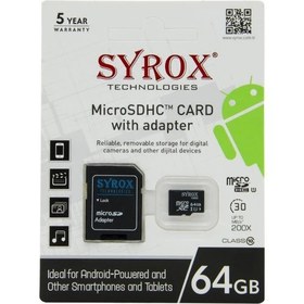 Resim Syrox 64 Gb Micro Sd Card Hafıza Kartı Adaptörlü 