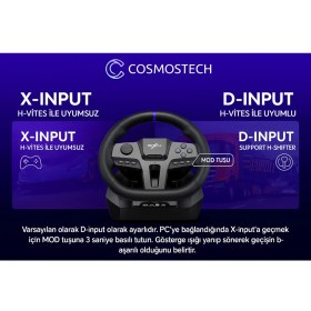 Resim Cosmostech Pxn V9 Gen 2 Direksiyon Seti – Hall Effect Pedallar, Vites, 270°/900° Geçiş, Manyetik Sensör, Pc/xbox Series X|s/one/ps4 Uyumlu Gaming Racing Wheel 