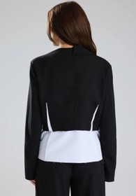 Resim tw3 Kadın Broş Detaylı Kruvaze Pis Dikim Tasarım Blazer Ceket 