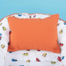 Resim Babynest ve Yastık - Çift Taraflı - Turuncu Petek - Renkli Arabalar 