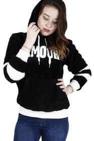 Resim modacix Siyah Beyaz Kapşonlu Sweatshirt- Sweatshirt - Peluş Sweatshirt,spor Sweatshirt 