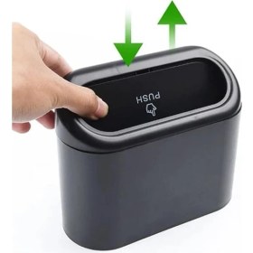 Resim Oto Aksesuar Araba Çöp Kutusu Siyah Portatif Araç Içi Taşınabilir Kapaklı Organizer Çöp Kovası 