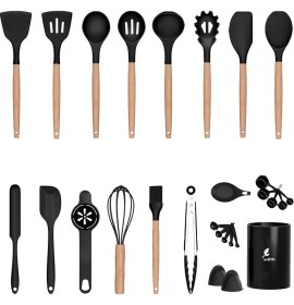 Resim Valletta Verrazano Isıya Dayanıklı Yanmaz Yapışmaz 28 Parça Silikon Spatula Mutfak Seti Siyah 