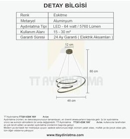 Resim TT AYDINLATMA Tt301-esk Yay Modeli Eskitme Boyalı Gün Işığı Led Avize Eskitme 30 x 60 