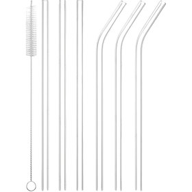 Resim Yeniden Kullanılabilir Cam Pipet Seti – 6 Adet Pipet + 1 Temizleme Fırçası, 4 Adet Pipet + 1 Fırça, 200mm*8mm Boyut, Isıya Dayanıklı ve Yıkanabilir – Meyve Suyu, Çay, Smoothie, Kokteyl ve İçecekler için – Arkadaşlar & Aile için Mükemmel Hediye 