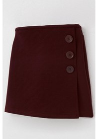 Resim Breeze Kız Çocuk Şort Etek Düğme Aksesuarlı Beli Lastikli 6-12 Yaş, Bordo Bordo 