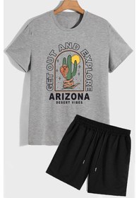 Resim Uyguntarz Arizona Şort T-shirt Eşofman Takımı Gri 