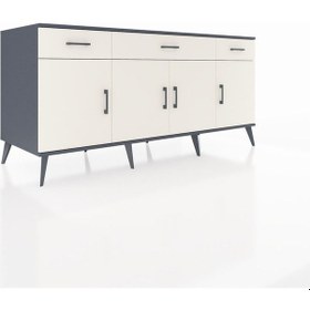 Resim Kronos Konsol 3 Raflı 3 Çekmeceli 4 Kapaklı 176x59x83 Antrasit-aytaşı/aytaşı Aytaşı/aytaşı 
