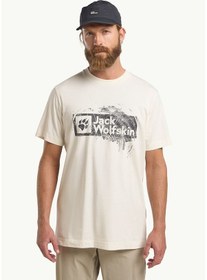Resim Jack Wolfskin Brand Erkek Tişört Beyaz Beyaz 