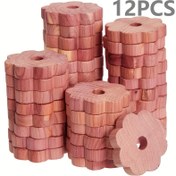 Resim 12 adet Kadife Ahşap Bloğu, Çiçek Şekilli Kadife Ahşap Halkaları, Gardırop Ahşap Blokları, Gardırop Tazeleyici Kadife Ahşap, Giysi Askıları, Gardırop ve Çekmeceler için Kullanılır 