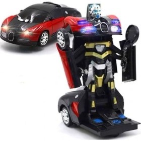Resim Can Oyuncak Oyuncak Robota Dönüşen Bugatti Araba Sesli Işıklı Pilli Hareketli Oyuncak Robot 