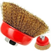 Resim BarkoFix Taşlama Için Saçaklı Çanak Fırça 75 mm Kaynak Tortusu, Pas ve Çapak Alma Sarı Tel 