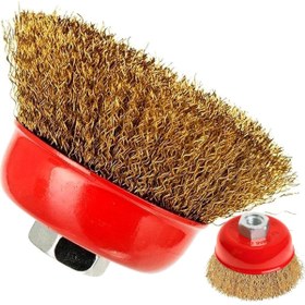 Resim BarkoFix Taşlama Için Saçaklı Çanak Fırça 75 mm Kaynak Tortusu, Pas ve Çapak Alma Sarı Tel 