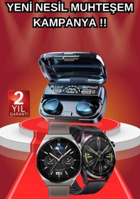 Resim Kanonik Education İkili Set Akıllı Saat Ve Bluetooth Kulaklık Kablosuz Uzun Pil Ömrü Spor Modları 