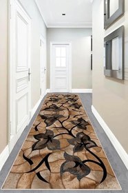 Resim Pelangi Yaprak Desenli Toprak Tonlar Dijital Baskı Kaymaz Taban Yıkanabilir Klasik Salon Halı ve Yolluk, Koyu Açık Kahve 100 x 350, 95542881003507 