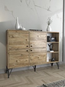 Resim Woodn Love Zeta 140 Cm Metal Ayaklı Konsol - Atlantik Çam / Siyah 