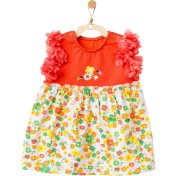 Resim Andywawa Kız Bebek Çiçek Motifli Kolları Tüllü Elbise AC21835R 