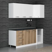 Resim Minar 200CM Köşe Mutfak Dolabı - Beyaz/dore K200-D2 