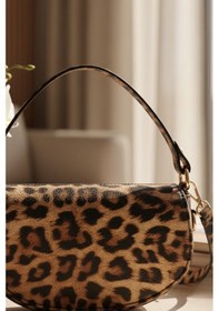 Resim Vellebags Leopar Desenli Mini Omuz Çantası Şık Baguette Model Günlük Kullanım Çanta Leopar Siyah 