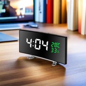 Resim 1 adet 6.6 İnç Çok Fonksiyonlu LED Alarm Saati, Kıvrılmış Büyük Ekran Gösterim - Saat Zamanı, Sıcaklık ve Nem Gösterebilir, Takılabilir/Kullanım İçin Üç AA Pil (Sadece Pil Kullanımı Ekran Otomatik Olarak Kapatılır) 