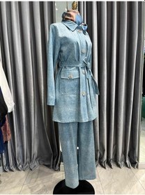 Resim Selinada Taşlı Kot Ceket - Açık Mavi - 44 Açık Mavi 