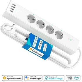 Resim Meross Wi-Fi Uzaktan Kontrollü Akım Korumalı 4 USB Girişli Akıllı 4lü Priz 