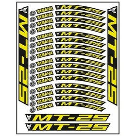 Resim Florasan Sarı Baskı Yamaha Mt-25 Uyumlu 1 Set Jant Şeridi Çok Renkli 