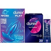 Resim Durex Titreşimli Anal Plug Tıkaç + Extreme Geciktiricili Ve Tırtıklı Prezervatif 20'li + Extreme Jel 50 ML 