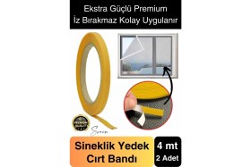 Resim 4 mt Güçlü Premium Sineklik Yedek Cırt Bant Pencere Kapı Yapışkanlı Tül Sinek Perdesi Bandı 2 Adet 