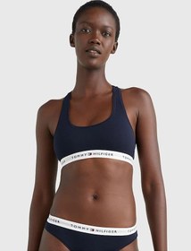 Resim Kadın Marka Logolu Beyaz Elastik Bantlı Lacivert Spor Sütyeni Uw0uw03820-dw5-7051 Lacivert 