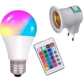 Resim Full Reyon Prize Tak Çalıştır Kumandalı, 16 Farklı Işık Renkli, Çakar Modlu Akıllı LED Ampul Kaliteli Rgb Ampul 