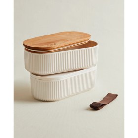 Resim Madame Coco Magou 2'li Ahşap Kapaklı Lunch Box - 2x1000 ml 