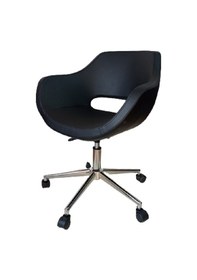 Resim Büro Koltuğu çalışma Sandalyesi Siyah Renk Suni Deri Krom Yıldı 