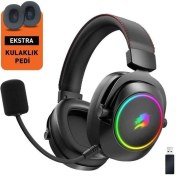 Resim Gamebooster WBH44 Rgb Kablosuz 2.4g+Bt Siyah Oyuncu Kulaklığı 