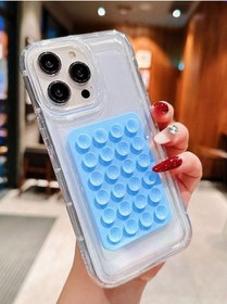 Resim Aynaya Yapıştırılabilir Mavi Vakumlu Telefon Tutucu Telefon Kılıfı Silikon Yapışkanlı Kaymaz Vantuz Mavi 1 