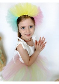 Resim Jolie Taçlı Kız Çocuk Parti Elbisesi Renkli Çok Renkli 