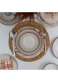Resim Ekose 48 Parça 12 Kişilik Karamel Yemek Takımı 