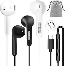 Resim Qi Gxinr Kablolu kulaklık, USB C kulaklık, iPhone 16 için, mikrofonlu kablolu kulaklık, iPhone 15 Plus, Samsung Galaxy S23, S22, S21, FE, iPad Pro, Huawei Google Pixel için, 2'li paket 