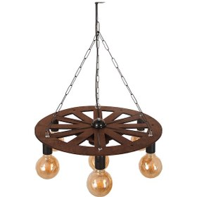 Resim Vedemo 7'Li Ahşap Tekerlek Avize 