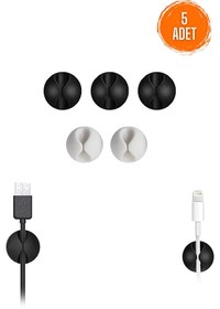Resim COZY SENSE Kablo Düzenleyici 5 Adet Yapışkanlı Klips Şarj Kulaklık Bilgisayar Kablosu Tutucu Sabitleme Aparatı 