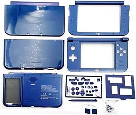Resim New3DS XL/LL Ekstra Muhafaza Kabuğu Komple Set Mavi Değiştirme, Nintendo New 3DS XL LL New3DSXL ile Uyumlu, Kendin Yap Dış Kasa Kapak Plakaları + Düğmeler + Vidalar + Stylus + JoyStick Şapka 