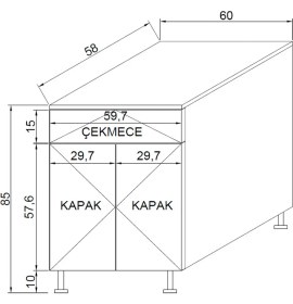 Resim BMD Set Altı Ocak Dolabı Ceviz 
