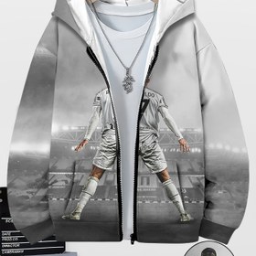 Resim 100% Polyester Rahat Kapüşonlu Aktif Hoodie, Ön Cepli Spor Ceket, Normal Kalıp Triko Kumaş, Hafif Esneklik, Grafik Baskı, Fermuarlı Sonbahar/Kış Spor Giyimi 