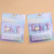 Resim 5 Adet Okyanus Temalı Mum Süsleri - Deniz Kabuğu, Denizyıldızı ve Denizkızı Kuyruğu Pastel Renkli Doğum Günü Pasta Süslemeleri, Elektriksiz Güvenli Pişirme Dekoru, Denizkızı Partisi Aksesuarları, Eğlenceli Parti Dekorasyonu, Pasta Süsü, Etkinlik Dekorasyonları 