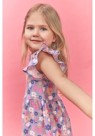 Resim Defacto Desenli Askılı Elbise Kız Bebek H2176a526smbe554 Mavi-be554 